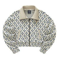 (WMNS) Skechers Logo Printed Short Stand-up Collar Zip-up Jacket 'Beige Blue White' L422W081