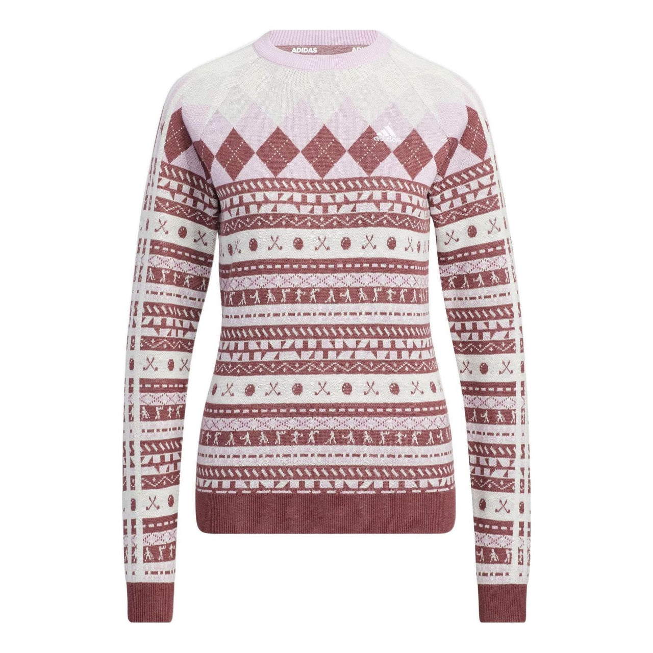 (WMNS) adidas Graphic Long Sleeve Pullover Sweater Asia Sizing 'Burgundy White' HG8213