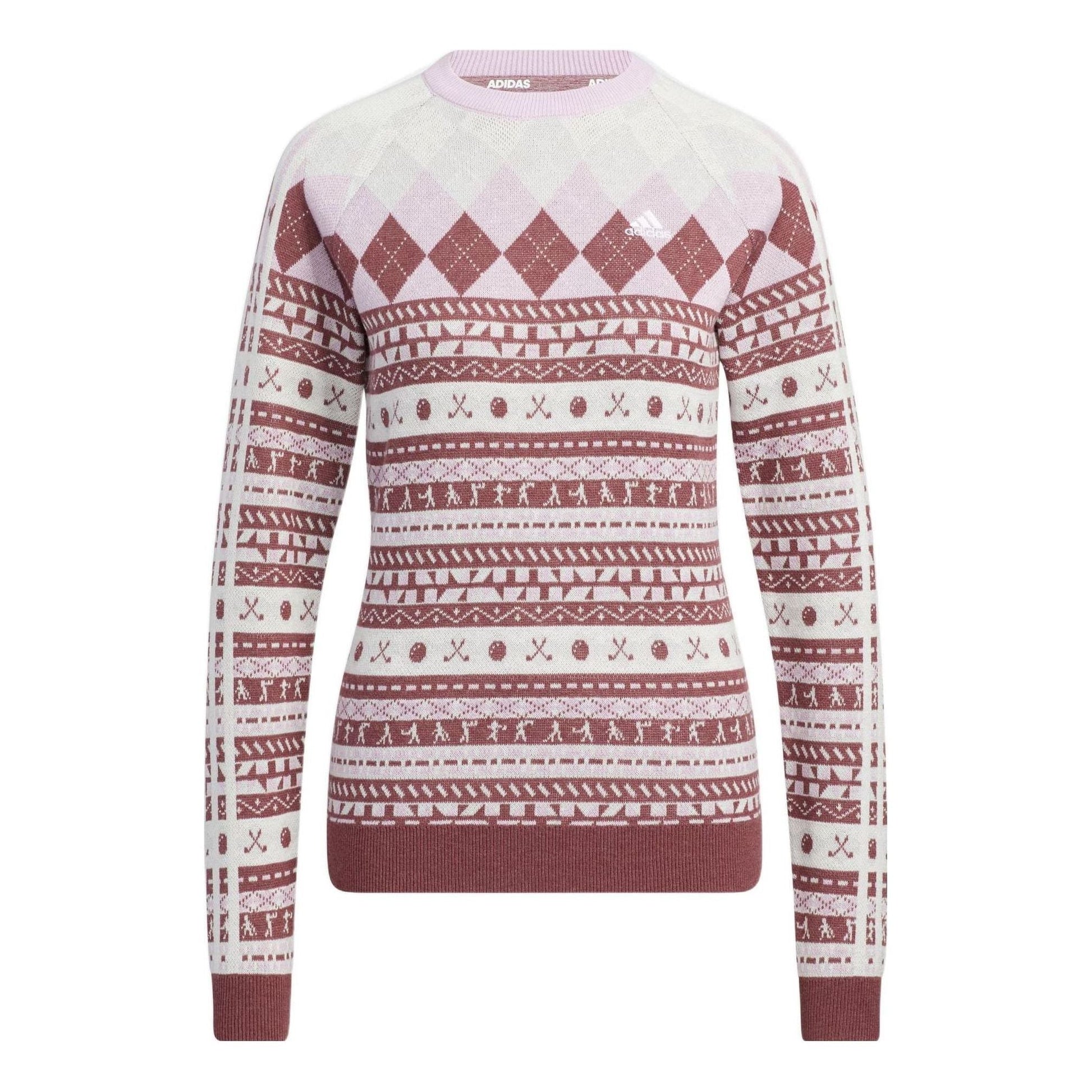 (WMNS) adidas Graphic Long Sleeve Pullover Sweater Asia Sizing 'Burgundy White' HG8213