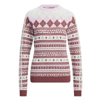 (WMNS) adidas Graphic Long Sleeve Pullover Sweater Asia Sizing 'Burgundy White' HG8213