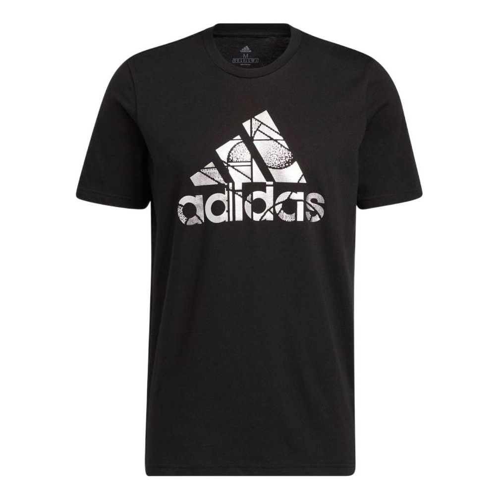 Men's adidas Alphabet Logo Printing Round Neck Sports Short Sleeve Japanese Version Black T-Shirt HE4789