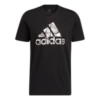 Men's adidas Alphabet Logo Printing Round Neck Sports Short Sleeve Japanese Version Black T-Shirt HE4789