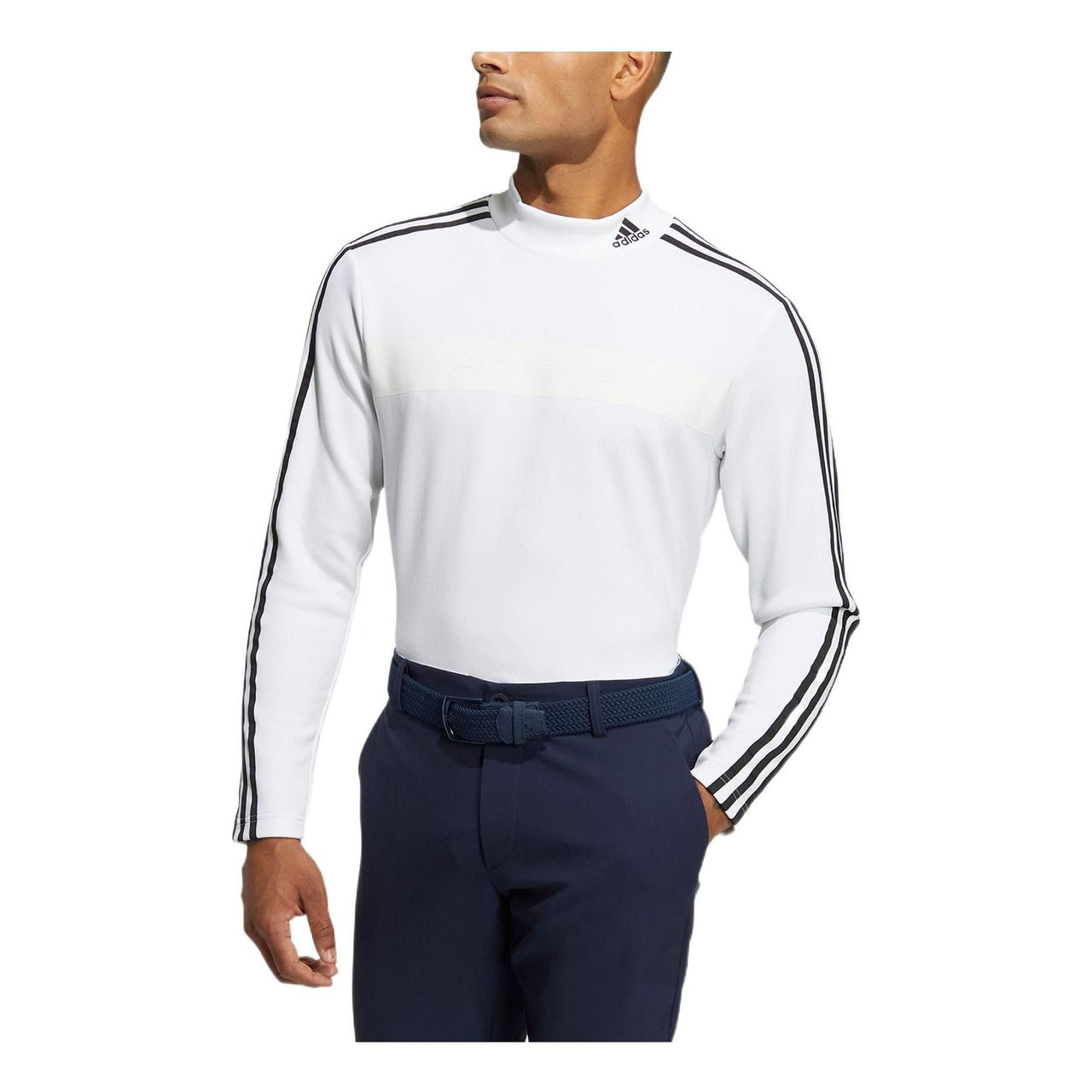 Men's adidas Side Classic Round Neck Sports Long Sleeves White T-Shirt HG8263