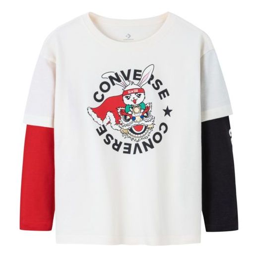 (PS) Converse Logo Rabbit Year Printed Long Sleeve T-shirt Asia Sizing 'White Black Red' CV2312129GS-001
