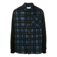 Off-White Back Arrow Printing Plaid Shirt Navy Blue OMGA101S20H480253010