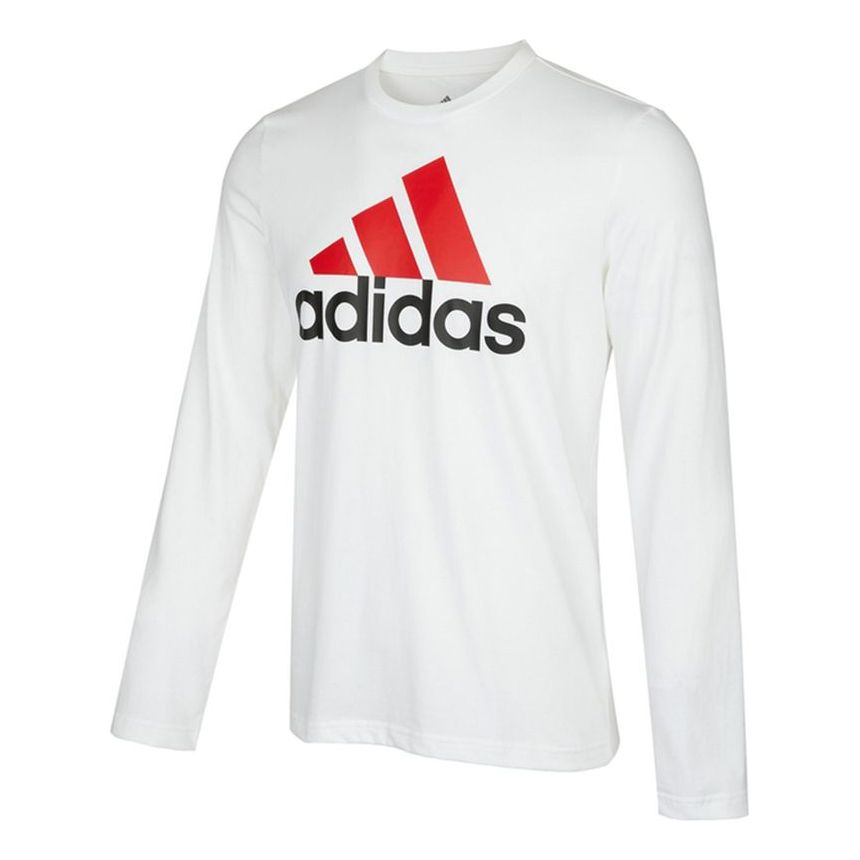 adidas M Bl Sj Ls T Logo Printing Sports Round Neck Long Sleeves White H31117