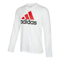 adidas M Bl Sj Ls T Logo Printing Sports Round Neck Long Sleeves White H31117