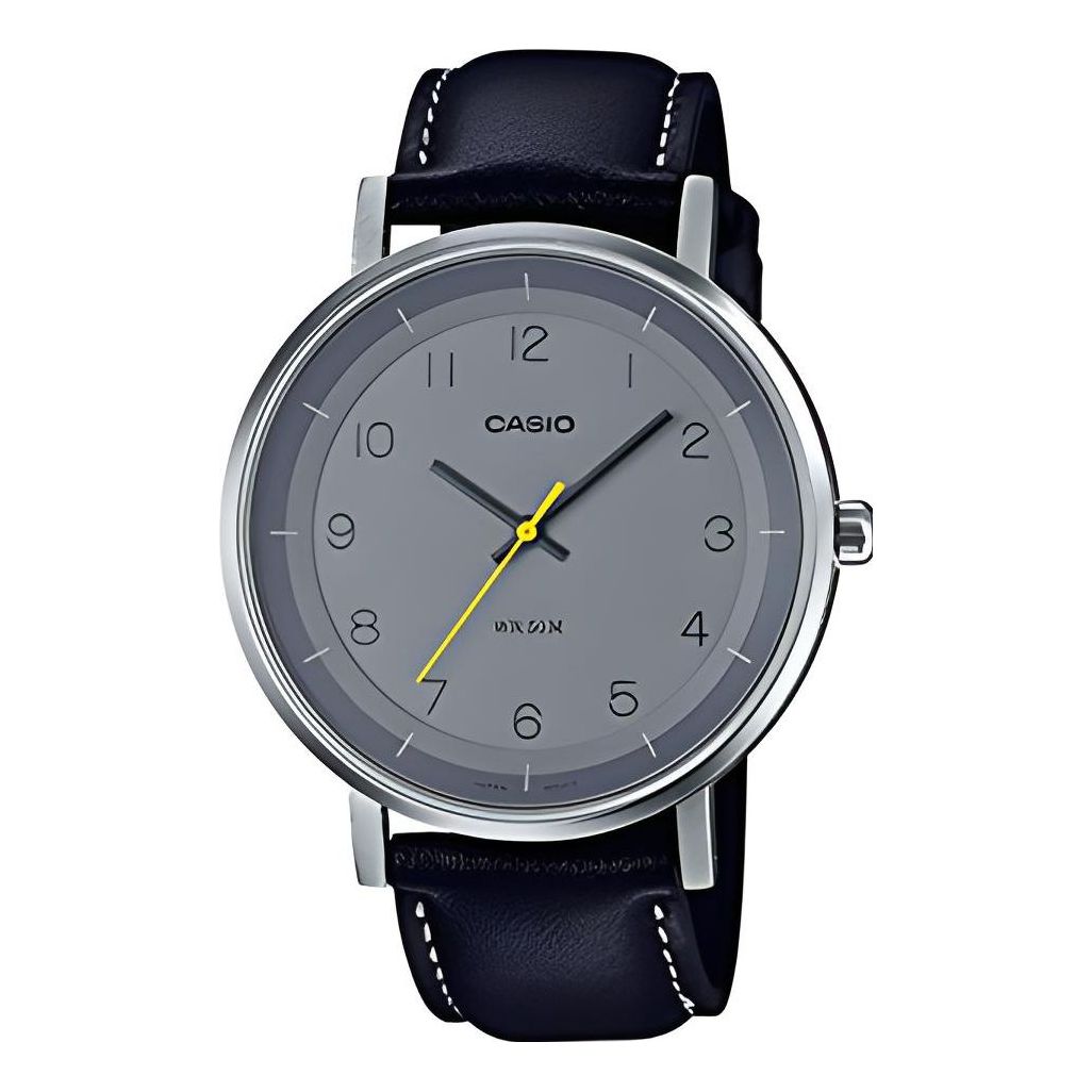 Men's CASIO quartz Leather Strap Gray 50m waterproof Analog Mens MTP-E139L-8B