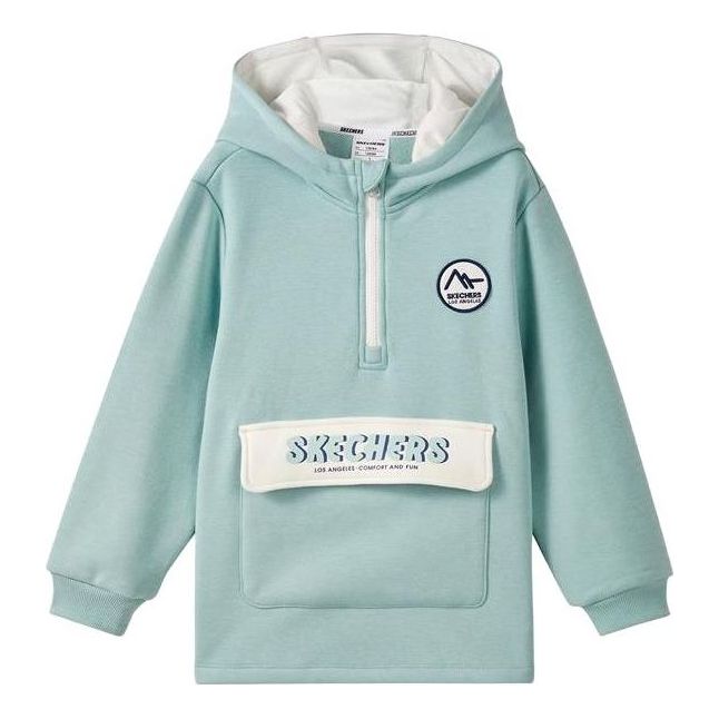(GS) Skechers Letter Printed Hoodie 'Teal White' L422G105-01N0