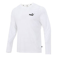 PUMA Logo Print Training Sports Breathable Round Neck Long sleeve T Shirt Men s White 589027-02