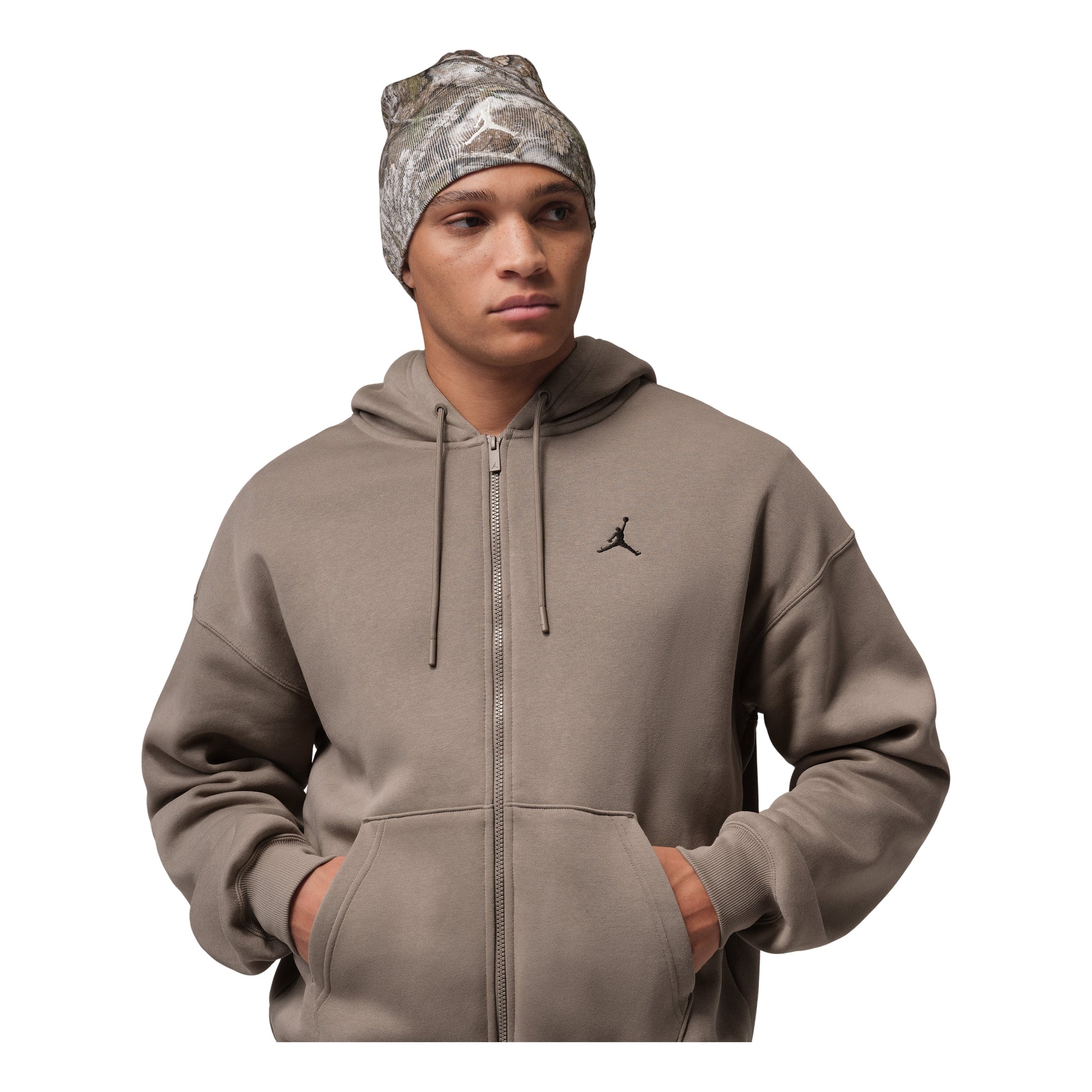 Jordan Brooklyn Fleece Oversized Full-Zip Hoodie 'Olive Gray Black' IB7231-040