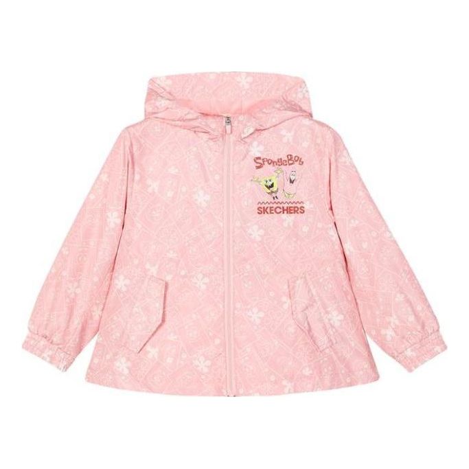 (GS) Skechers x SpongeBob SquarePants Graphic Full Printed Jacket 'Pink' L122G043