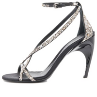 (WMNS) Alexander McQueen Armadillo Crossed Sandals 'Black Silver' 780693W4X271064