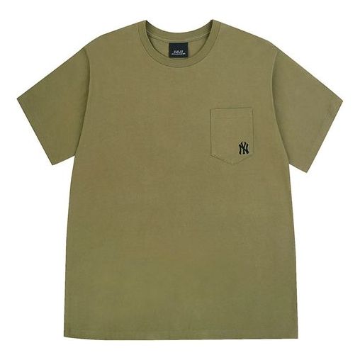 MLB New York Yankees Loose Small Label Embroidered Round Neck Short Sleeve Unisex Khaki 31TS11031-50K