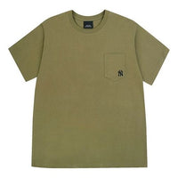 MLB New York Yankees Loose Small Label Embroidered Round Neck Short Sleeve Unisex Khaki 31TS11031-50K