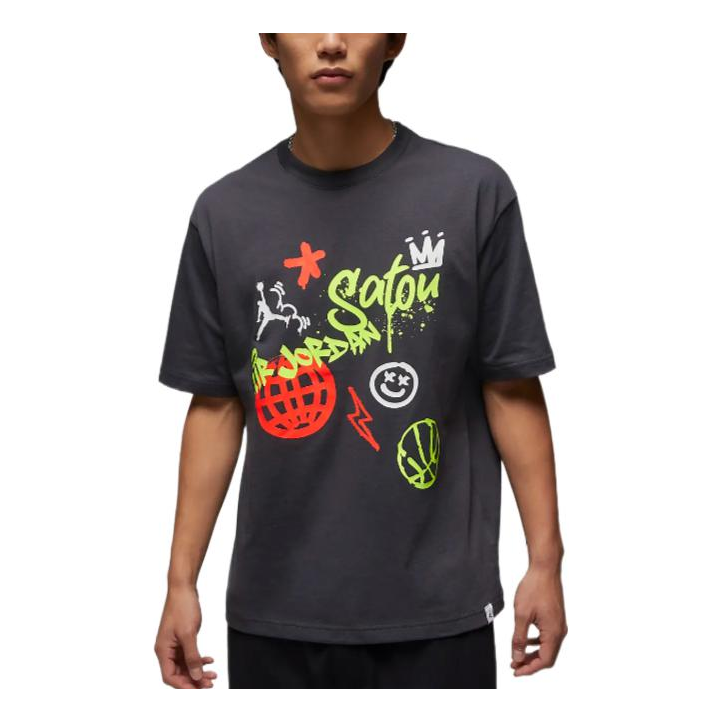 Air Jordan Alphabet Sports Round Neck Short Sleeve T-Shirt Men's Purple Grey FD2661-060