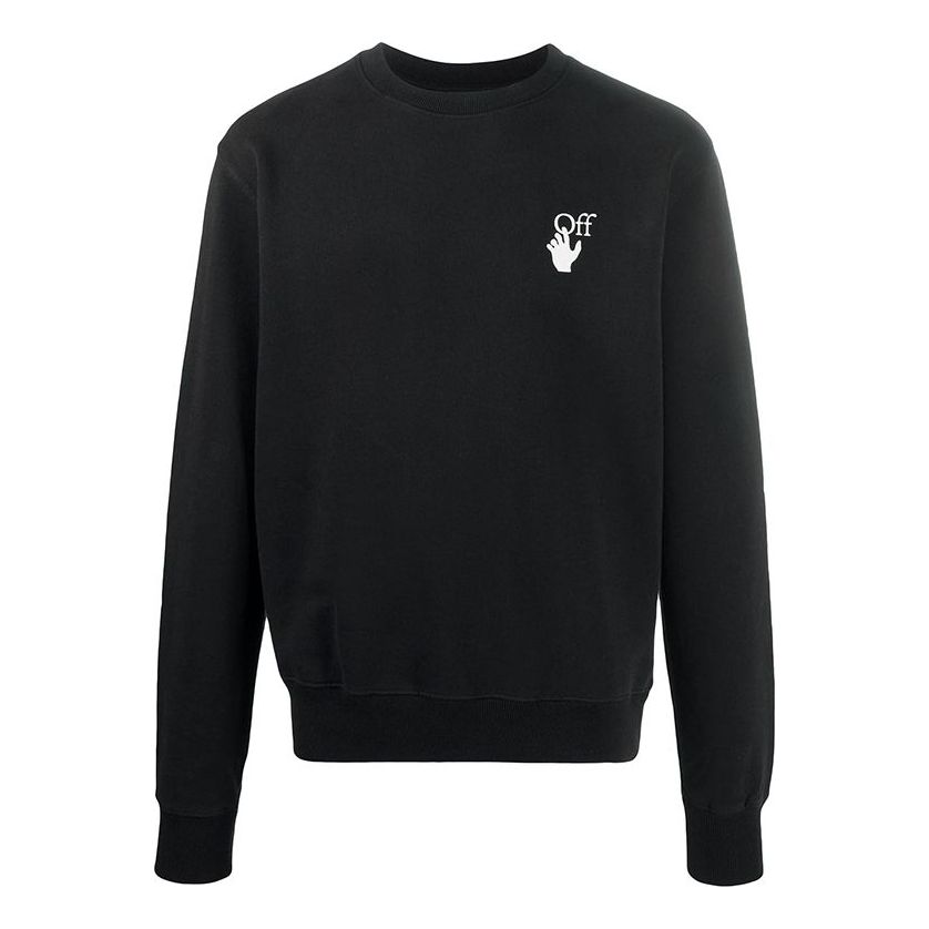 Off-White Cut Here Logo Printing Pullover Black OMBA025F20FLE0071001