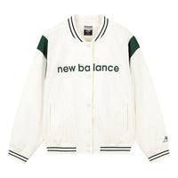 (WMNS) New Balance Baseball Jacket Asia Sizing 'White Green' AWJ33312-CIC