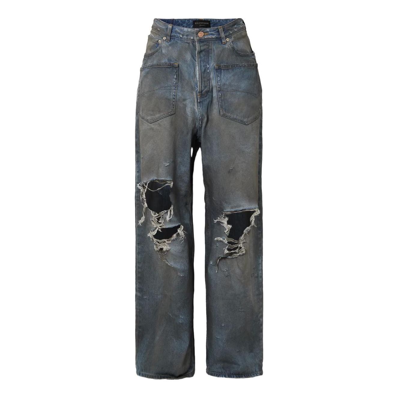 (WMNS) Balenciaga Patched Pockets Baggy Jeans 'Blue' 751111TDW143359
