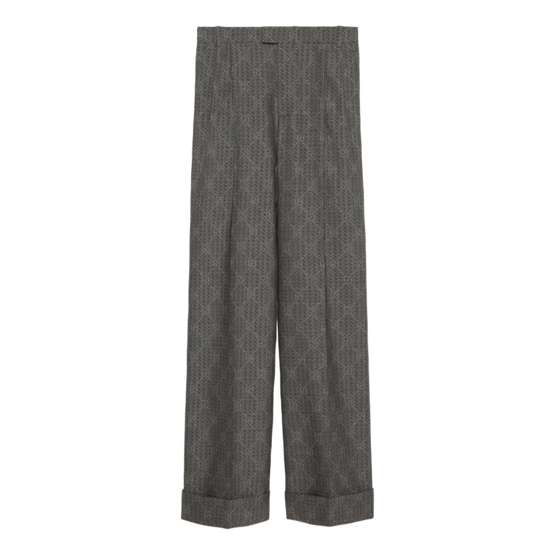 (WMNS) Gucci GG Chevron Wool Pants 'Grey' 761383-ZAOPB-1179