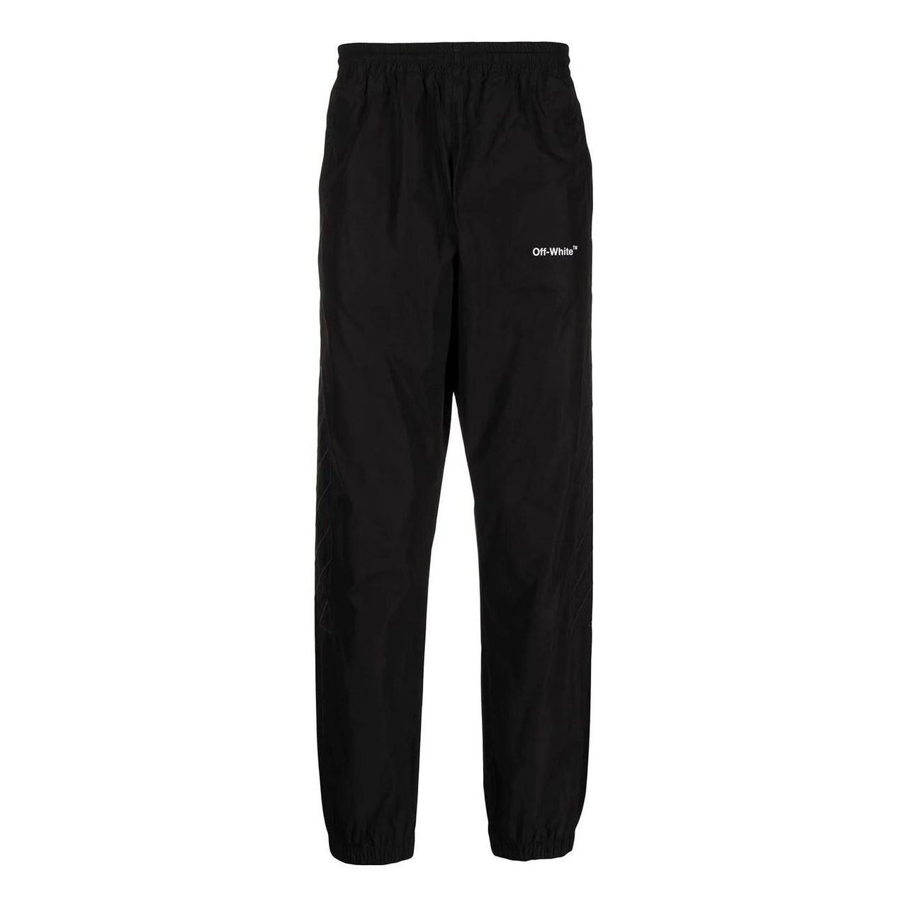 Men's Off-White SS22 Logo Printing Diagonal Stripes Bundle Feet Sports Pants/Trousers/Joggers Black OMCJ015C99FAB0011010