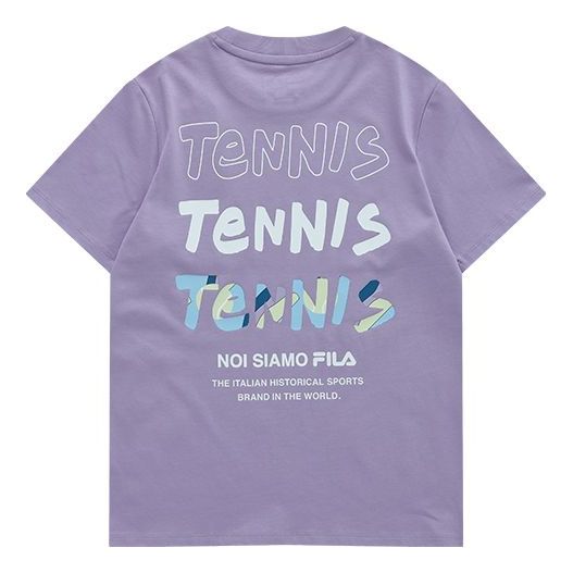 FILA FUSION Alphabet Printing Sports Round Neck Short Sleeve Purple T11W121109F-VT