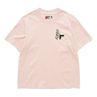FILA FUSION Funny Printing Loose Sports Knit Short Sleeve Pink T-Shirt T11W125111F-LP