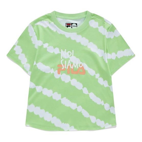 FILA FUSION Contrasting Colors Printing Slim Fit Knit Short Sleeve Green T11W131102F-LG