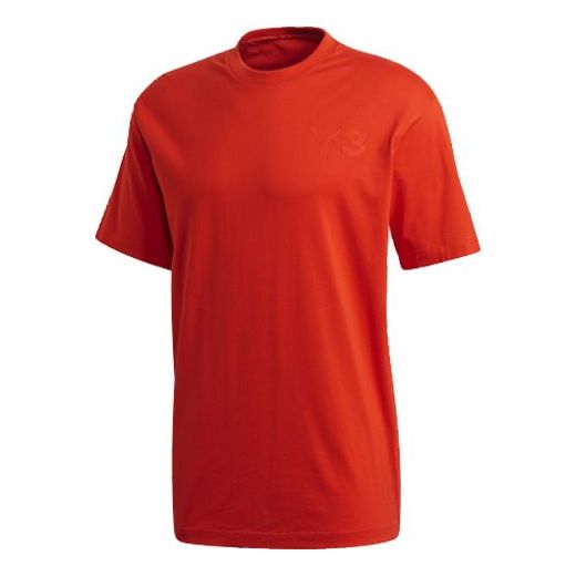 Men's Y-3 Solid Color Logo Short Sleeve Red T-Shirt FN3360