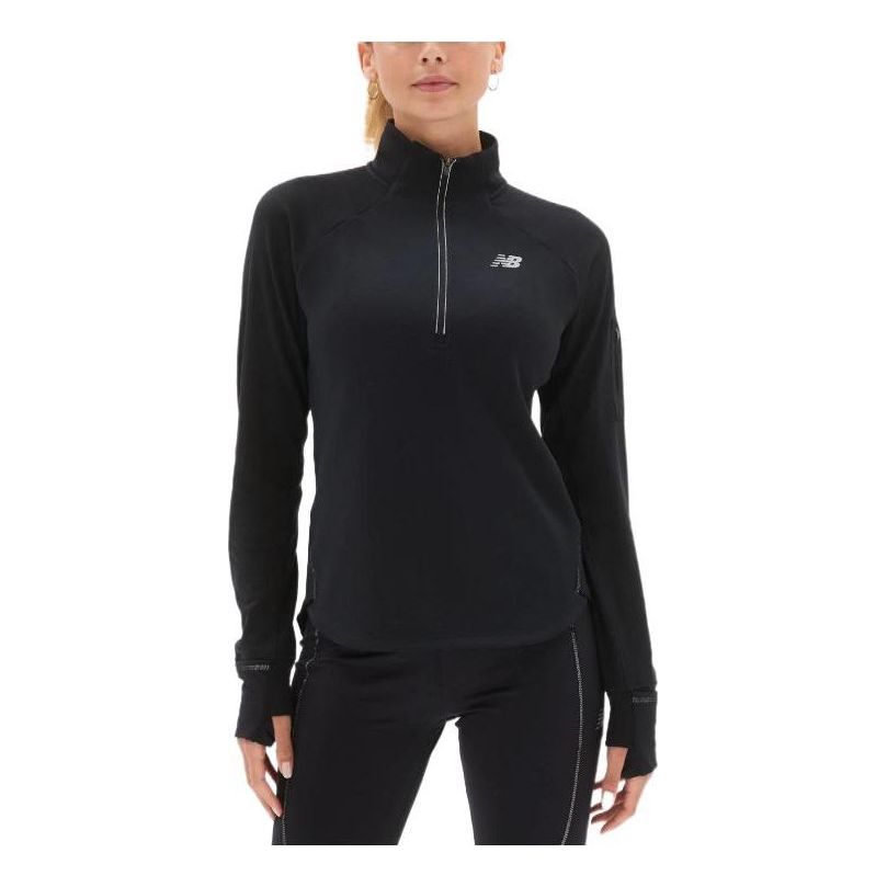 (WMNS) New Balance Heat Grid Half Zip Top Asia Sizing 'Black' WT23252-BK