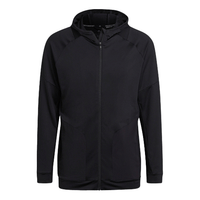 adidas Solid Color Sports Gym Hooded Jacket Black HC4214
