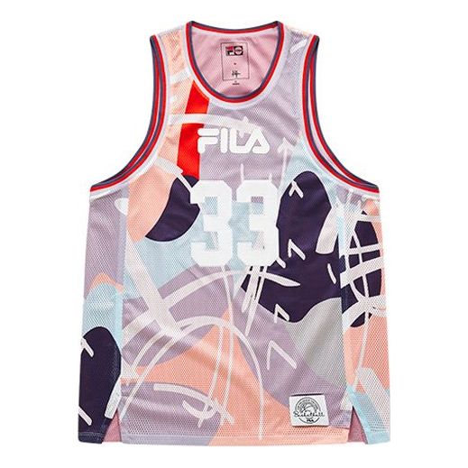 FILA FUSION Reversible Logo Printing Loose Sports Vest Orange Purple T11W128101F-VT