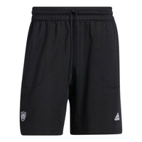adidas Solid Color Lacing Basketball Sports Shorts Black HI5828