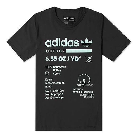 adidas originals KAVAL Alphabet Printing Pattern Short Sleeve Black DM1486