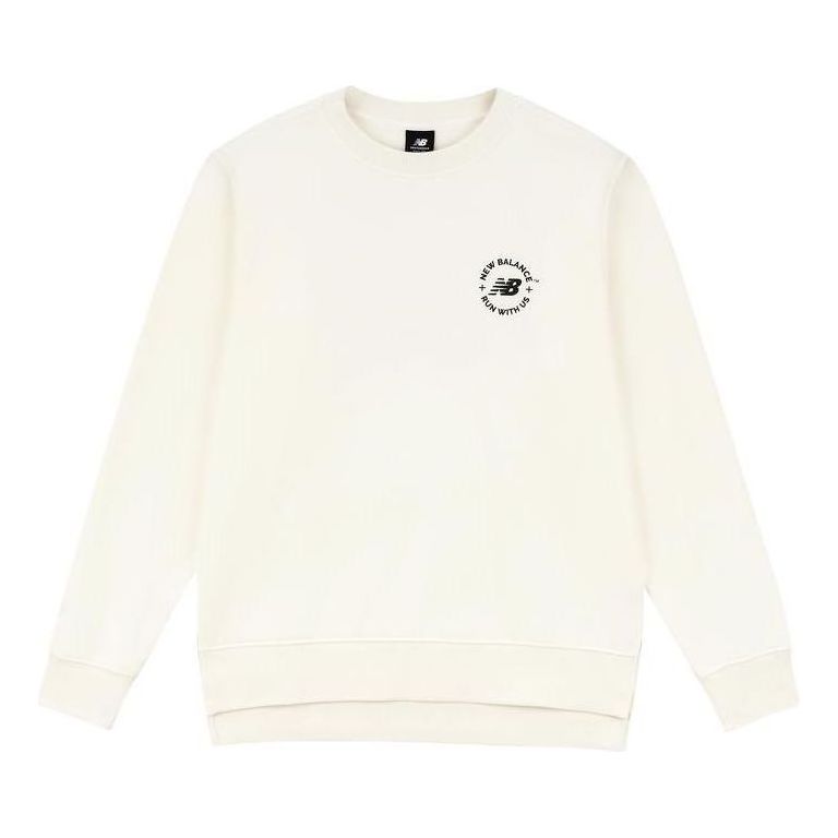 New Balance Logo Pullover Sweatshirt Asia Sizing 'White Black' AMT33343-CIC
