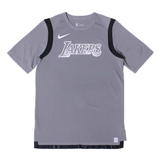 Nike NBA Athleisure Casual Sports Alphabet Printing lakers Round Neck Short Sleeve Gray 920578-036