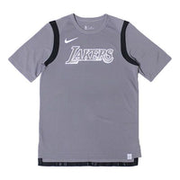 Nike NBA Athleisure Casual Sports Alphabet Printing lakers Round Neck Short Sleeve Gray 920578-036