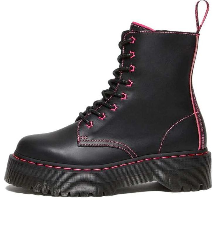 Dr. Martens Jadon II Neon Star Leather Platform Boots 'Black' 27617001