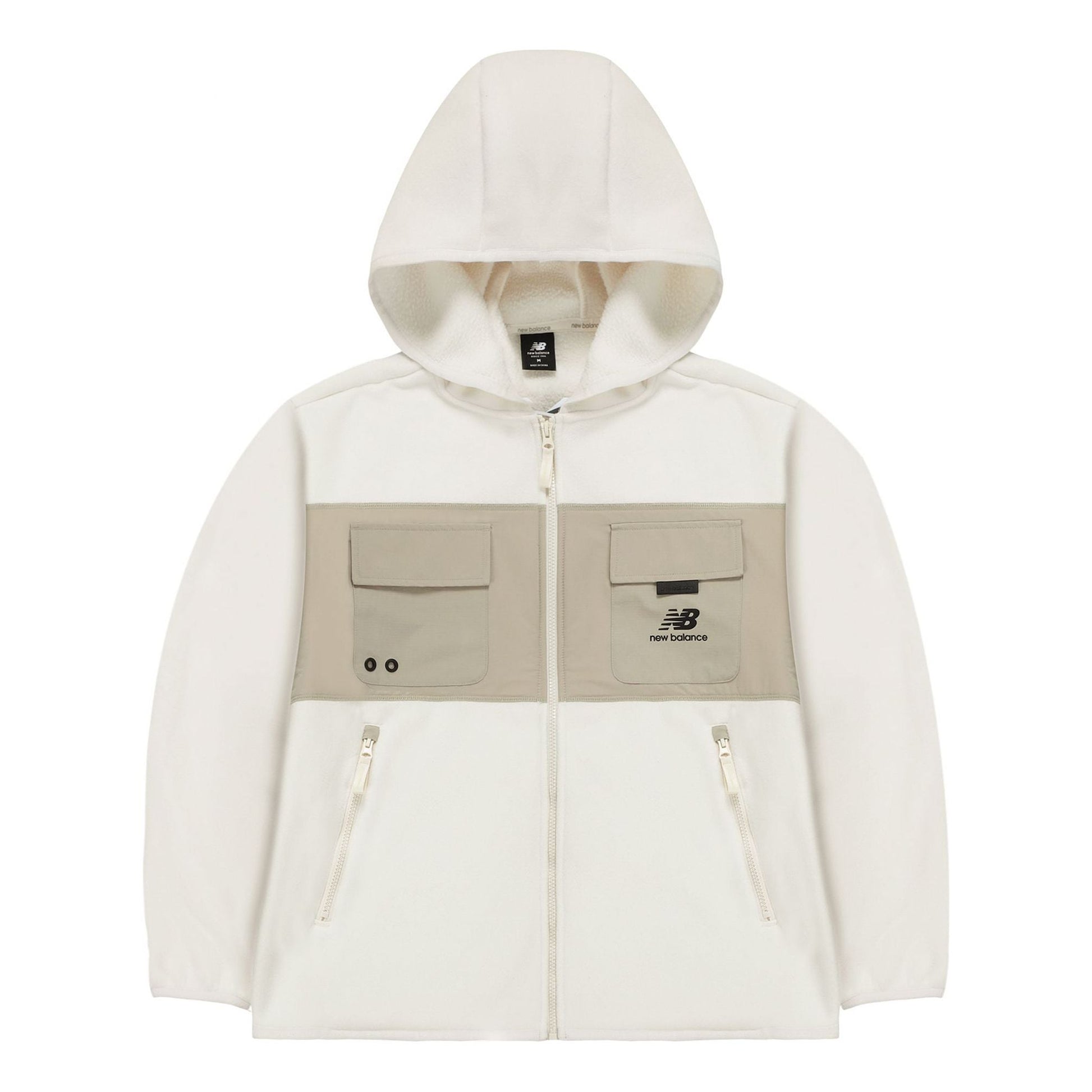 New Balance Men's New Balance Casual Sports Contrasting Colors Knit Hooded Polar Fleece Jacket Milky White AMJ13382-MSU