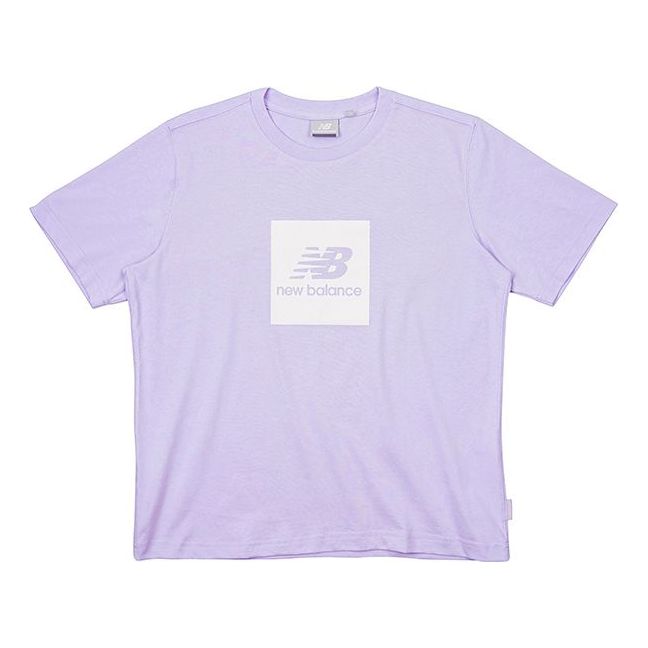 (WMNS) New Balance Chest Logo Printing Sports Short Sleeve Version Purple NEA2E042-DV