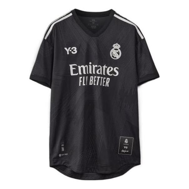 Men's adidas Madrid 120th Anniversary Jersey Solid Color Round Neck Alphabet Printing Short Sleeve Black T-Shirt HI3893