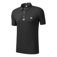 Men's FILA Minimalistic Business Stripe POLO Black Polo Shirt A11M025154F