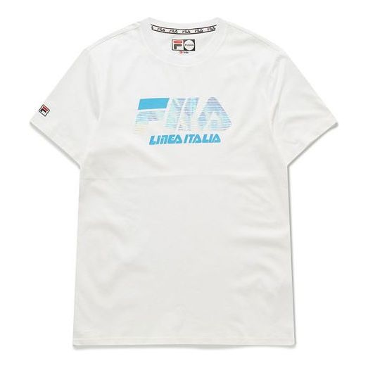 Men's FILA FUSION Colorful Basic Round Neck Short Sleeve White T11M026101F-WT