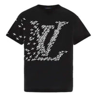 Men's LOUIS VUITTON FW21 Small Logo Round Neck Printing Short Sleeve Black 1A7PZS