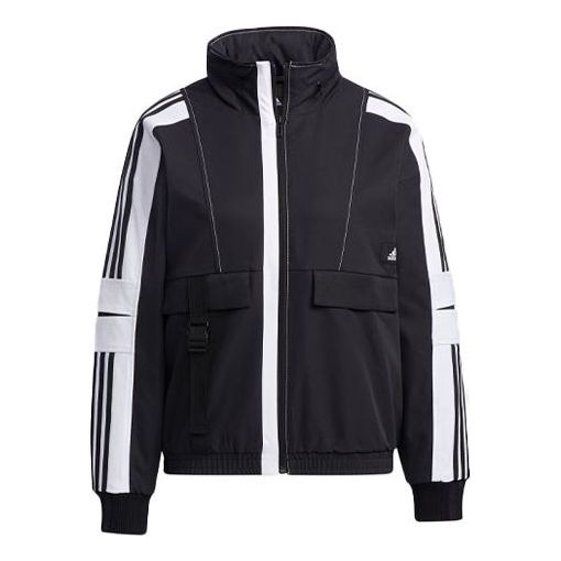 (WMNS) adidas Stripe Colorblock Hooded Jacket Black GP0634