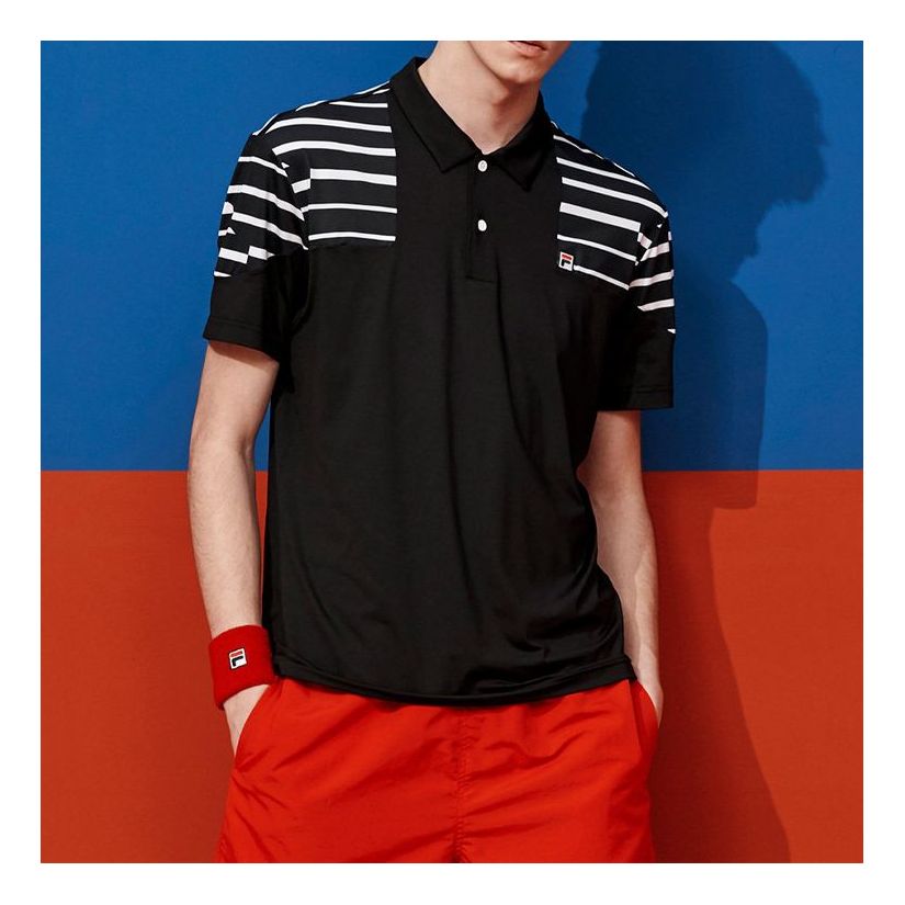 FILA Yellow Sports Short Sleeve POLO Black A11M023154F-BK