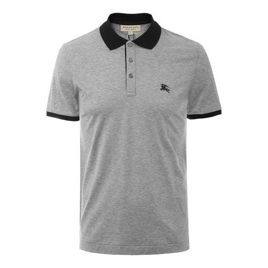 Men's Burberry Embroidered Logo Casual Short Sleeve Polo Shirt Gray 40154901
