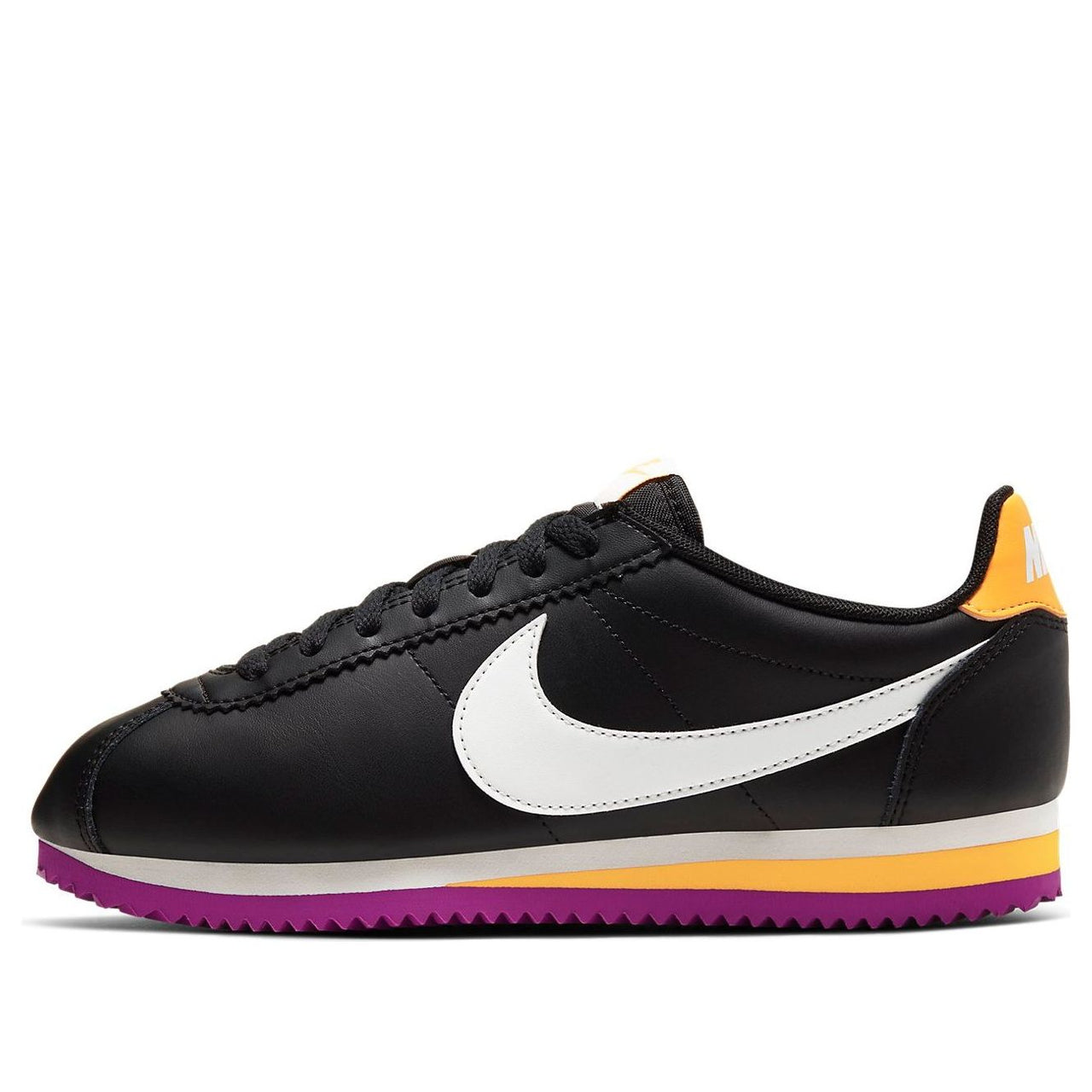 (WMNS) Nike Classic Cortez Leather 'Black Laser Orange Purple' 807471-022