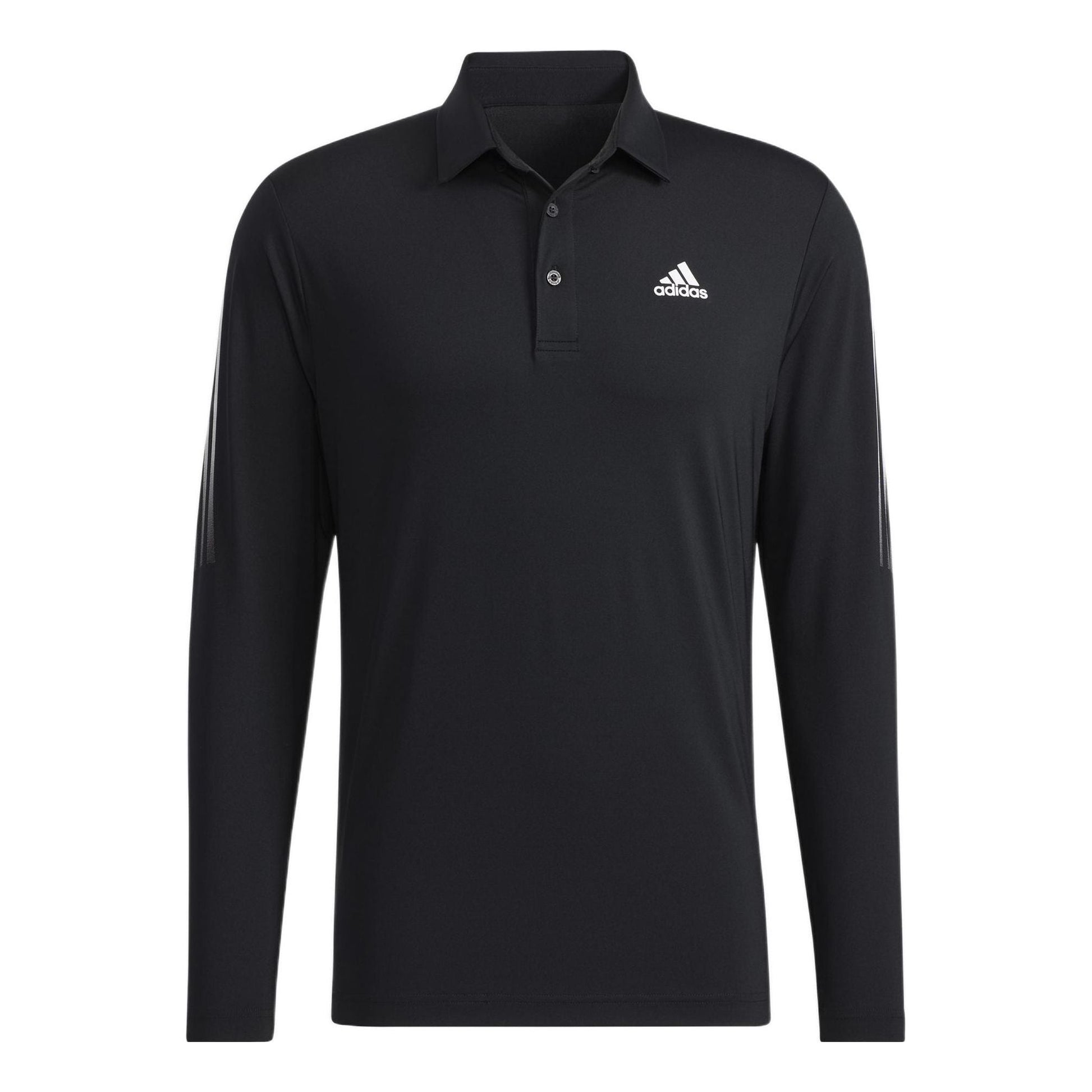 Men's adidas Stripe Buckle Long Sleeves Black Polo Shirt HA3125