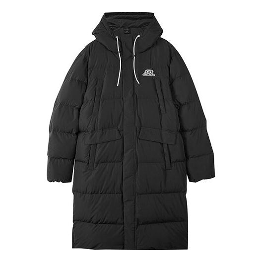 Skechers Letter Printed Long Down Jacket 'Black' L423M161-0018